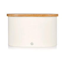 Swan SWKA17512WHTN Nordic Scandi Bread Bin with Bamboo Cutting Board Lid, Cotton White, Steel, One Size