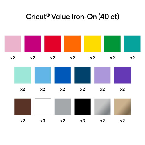 Cricut Iron-On, Rainbow Sampler, 40-Pack 1