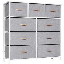 LYNCOHOME Chest of Drawer Bedroom, 9 Drawers Dresser with Deep and Large Drawers, Fabric Storage Drawers Easy to Assemble, for Bedroom, Kids room,