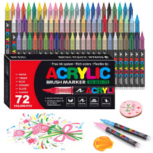 Gunsamg 72 Colours Acrylic Paint Marker Set ? Water-Based Paint Pens with Flexible 1-5mm Brush Tip for Rock, Ceramic, Glass, Stone, Metal, Fabric