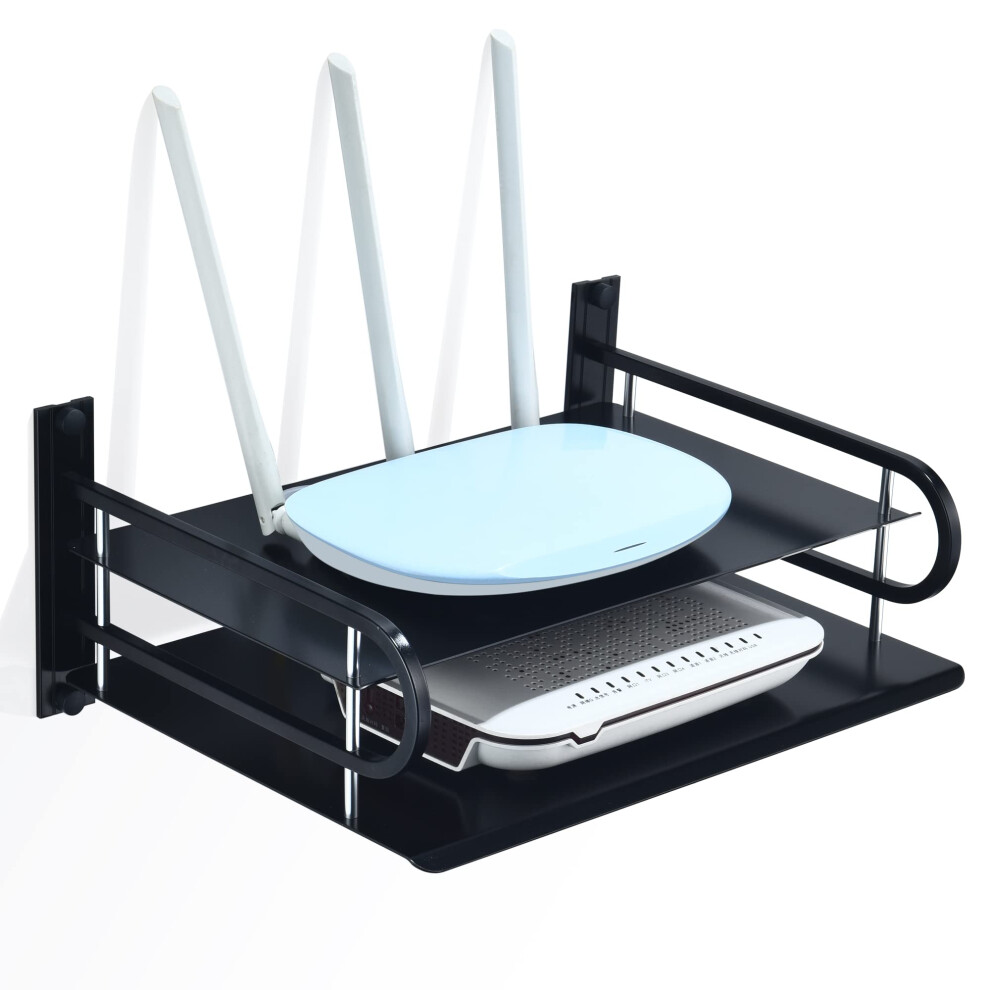Hnvner Wall Mounted Projector Shelf Metal Router Rack Dvd Player Bracket, Floating Wall Shelves For Tv Components Such As Cable Tv Box/Sky Box/Media 5051219257933