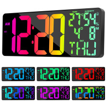 XREXS 18 Inch Digital Wall Clock Large Display, 10 RGB Color Changing Extra Large Digital Wall Clock with Remote Control, Date, Temp/Humidity, Auto