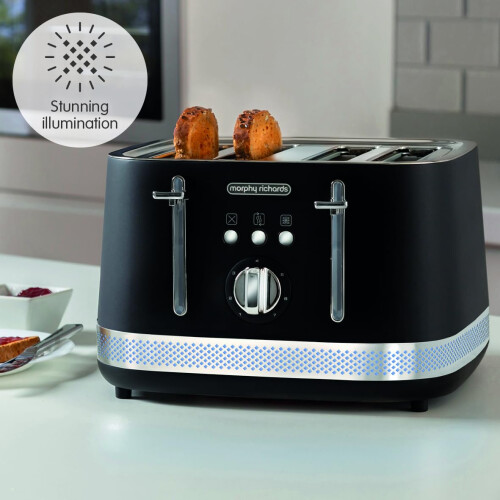 Morphy Richards Morphy Richards Illumination 4 Slice Toaster, 7 Toast Settings, Browning Controls, Variable Width Slots, Auto Pop-up, Removeable Crumb Tray, Cord 2