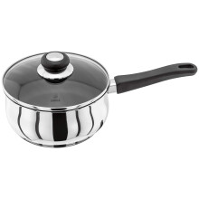 Judge Vista Stainless Steel Non-Stick Large Saucepan 20cm 2.1L, Shatterproof Vented Glass Lid, Induction Ready, Oven Safe, 25 Year Guarantee