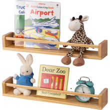 Gieanoo Nursery book shelf,Set of 2 Floating Shelves Solid Natural Wood 80cm bookshelf kids room Wall Mounted baby floating book shelves Wall decor