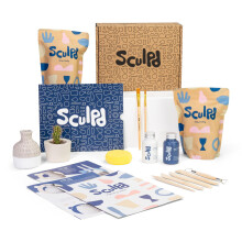 Sculpd Pottery Starter Kit - Complete Air Dry Clay Beginner Set for 2 Adults: Includes Sculpting Tools, Matte Varnish, Paint Brushes, Guide, Video
