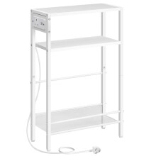 HOOBRO Slim Side Table with Charging Station, Narrow Side Table with USB Ports and Power Outlet, 42 x 18 x 65 cm, 3-Tier End Table for Small Space,
