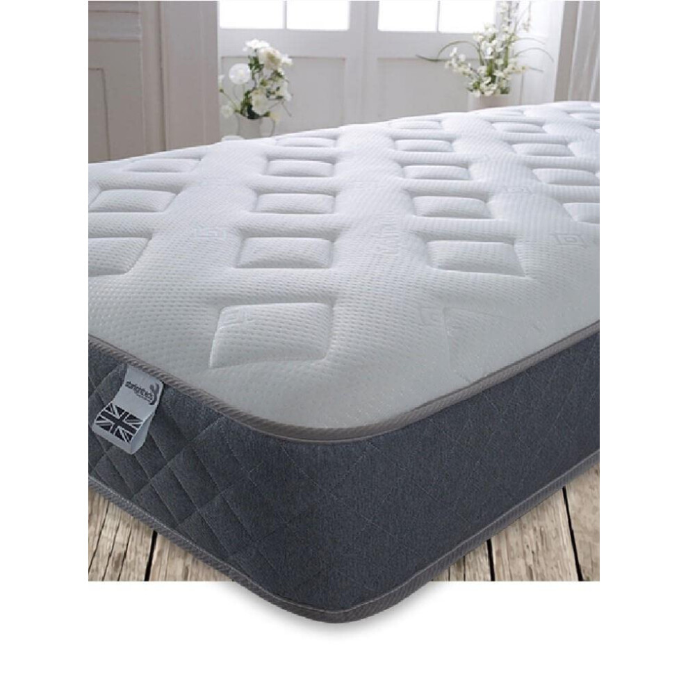 Starlight Beds Essentials Jump n Tac Single Memory Foam Mattress with Springs. 7.5 Inch Hybrid 3ft Budget Mattress. Soft, Grey Border (90 x 190 x 19-image-OPC-PGN8YRP-NEW