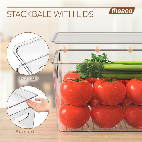 4 Pack Clear Storage Bins with Lids Stackable, Large Plastic Storage Bins with Handle for Pantry Organization and Storage, Perfect Containers for 1