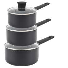 Russell Hobbs COMBO-8693 Saucepan Set ? Non-Stick Pans, Induction, With Glass Lids, High Performance, Easy-Clean, Use Little/No Oil, Soft-Touch