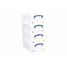 Really Useful Box Plastic Storage 12 Litre Clear (Pack Of 4)