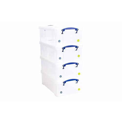 Really Useful Really Useful Box Plastic Storage 12 Litre Clear (Pack Of 4)