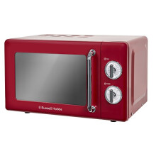 Russell Hobbs RHRETMM705R-N 17 L 700 W Red Compact Retro Solo Manual Microwave with 5 Power Levels, Timer, Defrost Setting, Easy Clean