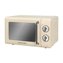 Russell Hobbs RHRETMM705C 17 L 700 W Cream Compact Retro Solo Manual Microwave with 5 Power Levels, Timer, Defrost Setting, Easy Clean