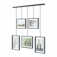 Umbra Exhibit Picture Frame Gallery Set, Adjustable Collage Display for 5 Photos, Prints, Artwork and More, Holds two 4 x 6" and three 5 x 7" Photos,