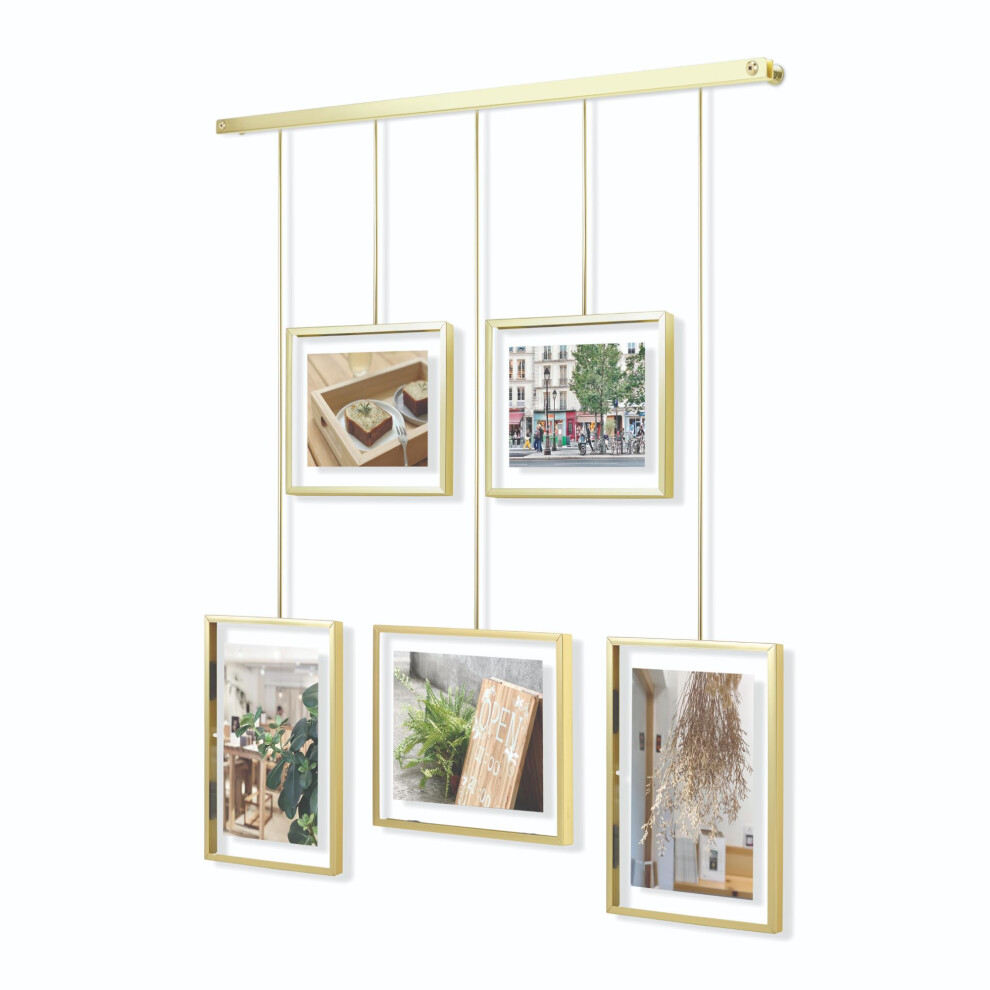 Umbra Exhibit Picture Frame Gallery Set, Adjustable Collage Display for 5 Photos, Prints, Artwork and More, Holds two 4x6" and three 5x7" Photos,