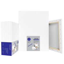 Genixart 40x50cm / 16"x20" Inch White Blank Stretched Canvas, Pack of 5, Primed Professional Artist Canvases for Acrylics & Oils Painting