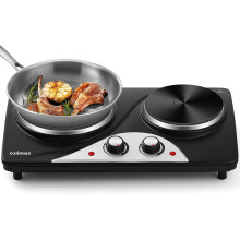 CUSIMAX Electric Hobs, 2500W Electric Hot Plates for Cooking Portable Hob, Cooktop Table Top Hob with 2 Cast Iron Double Hot Plate Electric Burner