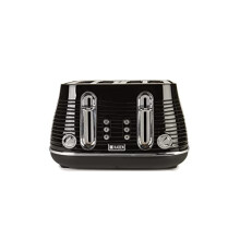 Haden Devon Black Toaster 4 Slice - Dual Control Browning Settings - 4 Slice Toaster with Wide Slots - Black Toaster with Defrost, Reheat And Cancel