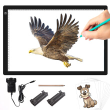 TOHETO A2 Light Pad Super Thin 7mm Portable Stepless Dimmable Brightness Large Light Box Copy Board for Diamond Painting Weeding Vinyl with 2
