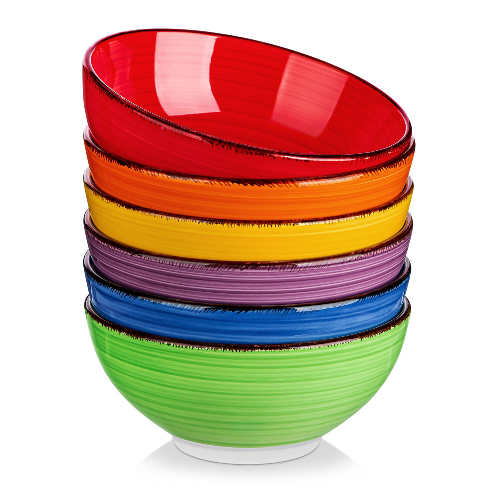 Vancasso Bonita Cereal Bowls Set Of 6, 27 Oz Ceramic Soup Bowls, Serving Bowls For Salad, Noodle, Porridge, Rice, Dishwasher & Microwave Safe, Warm