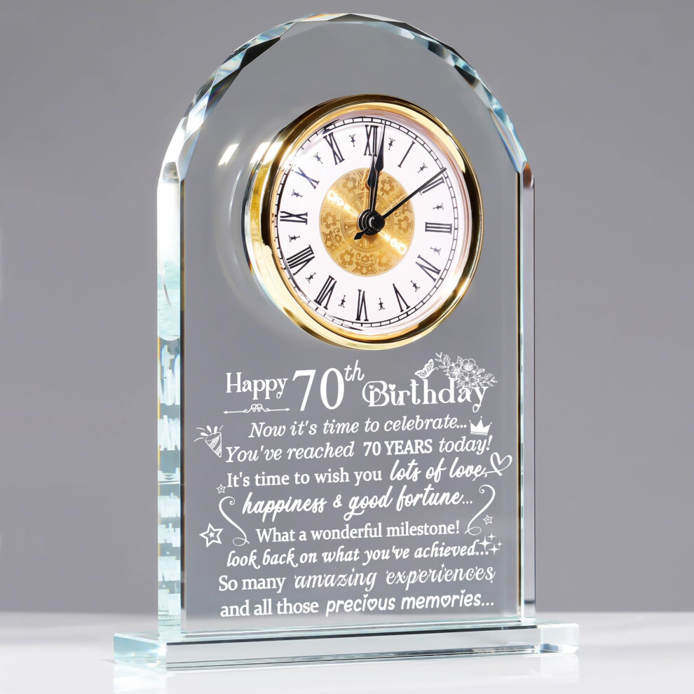 Ornalrist 70th Birthday Quartz Clock Gifts for Women Men, Happy 70th Birthday Presents Blessing for Friends Mum Her Turning 70 Years Old