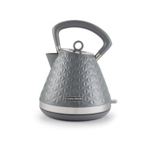 Morphy Richards Vector Pyramid Kettle, 1.5L 3kW Rapid Boil, Anti Limescale Filter, Boil Dry Protection, Water Window, Pull Ring Removeable Lid, 360
