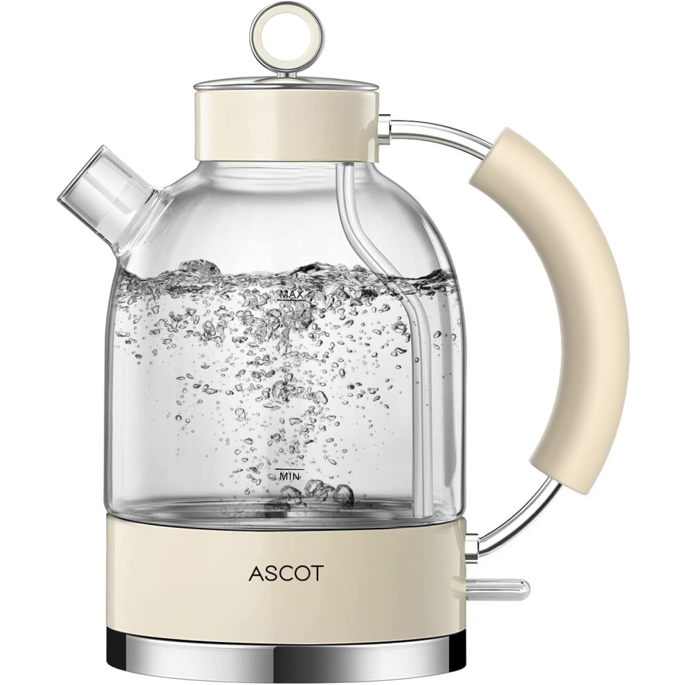 ASCOT Electric Kettle, Glass Electric Tea Kettle, Gift for Man/Women/Family, 1.5L Glass Tea Heater & Hot Water Boiler, BPA-Free, Auto Shut-Off