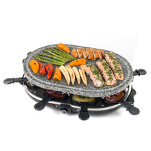 Giles & Posner EK1872G Electric Stone Raclette Grill - Indoor Tabletop 8 Person Raclette, Removable Stone Grill Hot Plate, Non-Stick Grill Pans,