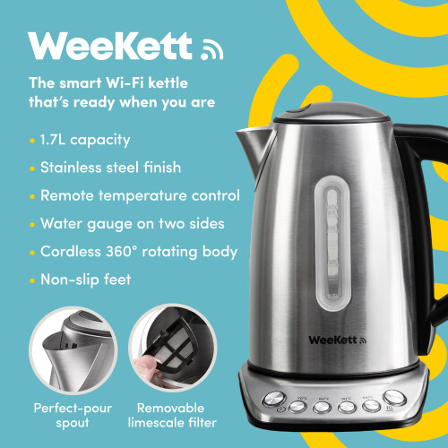 Alexa Smart Kettle, 1.7L - Smart Home Voice Control Kettle - Stainless Steel Kettle with Variable Temperature Control & Keep Warm Function - Energy 1