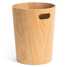Kazai. Real Wood Waste Paper Bin B?rje | Modern Wooden Paper Basket for Office, Kids' Room, Bedroom and more | 9 liters | Oak