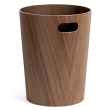 Kazai. Real Wood Waste Paper Bin B?rje | Modern Wooden Paper Basket for Office, Kids' Room, Bedroom and more | 9 liters | Walnut
