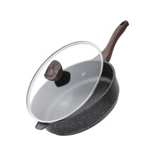 Kordisen Nonstick Deep Frying Pan with Lid, 30 cm/5.7 L Large Skillet, Granite Stone Saute Pan for Cooking, Induction Cookware, Compatible with All