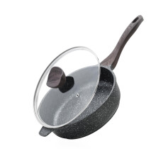 Kordisen Nonstick Deep Frying Pan with Lid, 28 cm/4.9 L Large Skillet, Granite Stone Saute Pan for Cooking, Induction Cookware, Compatible with All