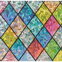 Lifetree Stained Glass Window Film: 3D Rainbow Window Film Privacy self Adhesive No Glue Window Privacy Film Crescent Patterned Vinyl Film UV Blocking