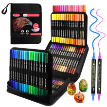 Funnasting Acrylic Paint Pens, 100 Colors Dual Tip Acrylic Markers, Glass Paint Pens Contain 12 Metallic Color for Rock Painting, Wood, Canvas, Stone,