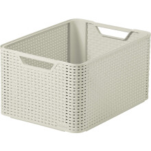 Curver Style Rattan Effect Kitchen, Living room, Bathroom, Bedroom, Utility Large Rectangular Storage Basket 30 Litres - White