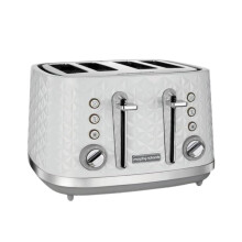 Morphy Richards Vector 4 Slice Toaster, High Gloss Geometric Design, Defrost and Reheat, Variable Width Slots, Removeable Crumb Tray,?White, 248134
