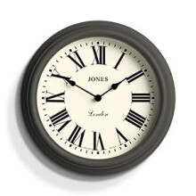 Jones Clocks? Venetian wall clock | Classic round clock | 30cm | Dark grey | Roman numerals | Traditional design ideal for kitchen, living room or