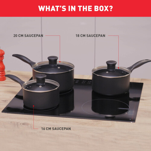Tefal Tefal Cookware Set, Saucepans, Induction, Black, 3 Pc Set 1