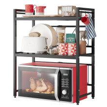 NETEL Expandable Microwave Shelf,3 Tier Microwave Stand,Kitchen Furniture, 3 Shelves, Kitchen Shelf Organiser, Heavy Load 25KG, Width 40-60cm