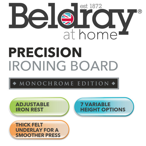 Beldray Beldray LA031213BLKFEU7 Ironing Board ? Folding Collapsible Ironing Table, Adjustable Iron Rest, 7 Height Options, Thick Underlay, Lightweight, 1