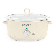 Salter Retro 6.5L Slow Cooker ? 3 Heat Settings & Keep Warm, Dishwasher Safe Ceramic Pot, Tempered Glass Lid, Cool Touch Handles, Family Cooking,