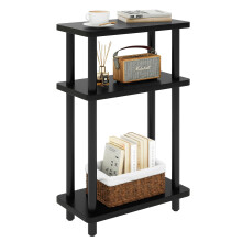 IBUYKE Narrow Side Table, 3-Tier End Table with Storage Shelf Black, Slim Small Table, 40x18x62.5cm,Thin Bedside Table for Living Room Bedroom Office,