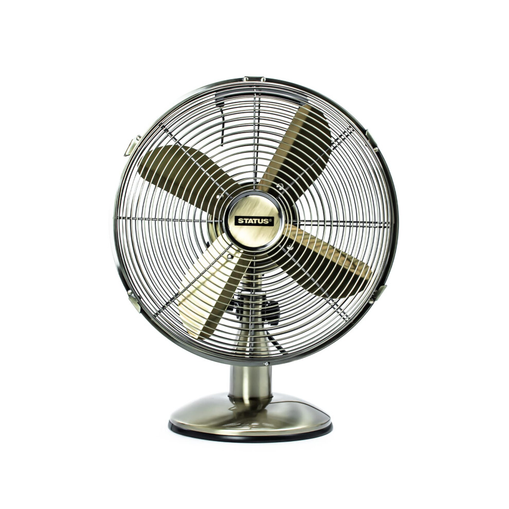 Status S12ADESKFAN1PKB Oscillating Antique Brass Desktop Fan, 12