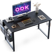 ODK Computer Writing Desk, Sturdy Home Office PC Table, Work Desk with Storage Bag and Headphone Hook (Black, 100 x 48 cm)