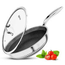 INTIGNIS? Premium Frying Pan with Lid ? 30cm/ 12 Inches ? Non-Stick | Scratch Resistant | Extra Deep Large | Chemical Free | Stainless Steel Skillet |