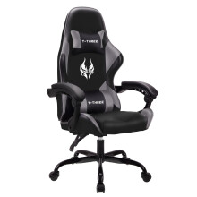 T-THREE.Ergonomic high-back gaming, computer, office, study, swivel, and racing-style chair with adjustable lumbar and headrest support, 150kg weight