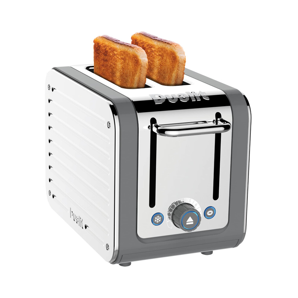 Dualit Architect 2 Slice Toaster Stainless Steel with Grey Trim Extra-Wide Slots, Peek and Pop Function, Patented Ideal Toast Technology ? Matching