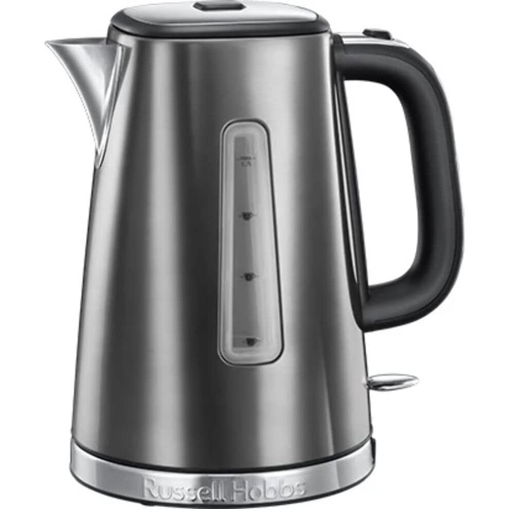 Russell Hobbs Luna Grey Stainless Steel 1.7L Cordless Electric Kettle (Quiet & Fast Boil 3KW, Removable washable anti-scale filter, Easy push button-image-OPC-PGN95RK-NEW